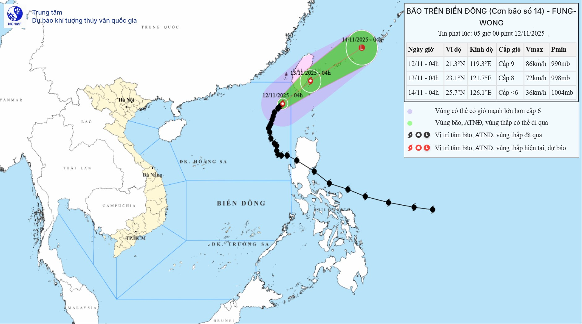Thời tiết hôm nay (12-11): Bão số 14 gây biển động rất mạnh